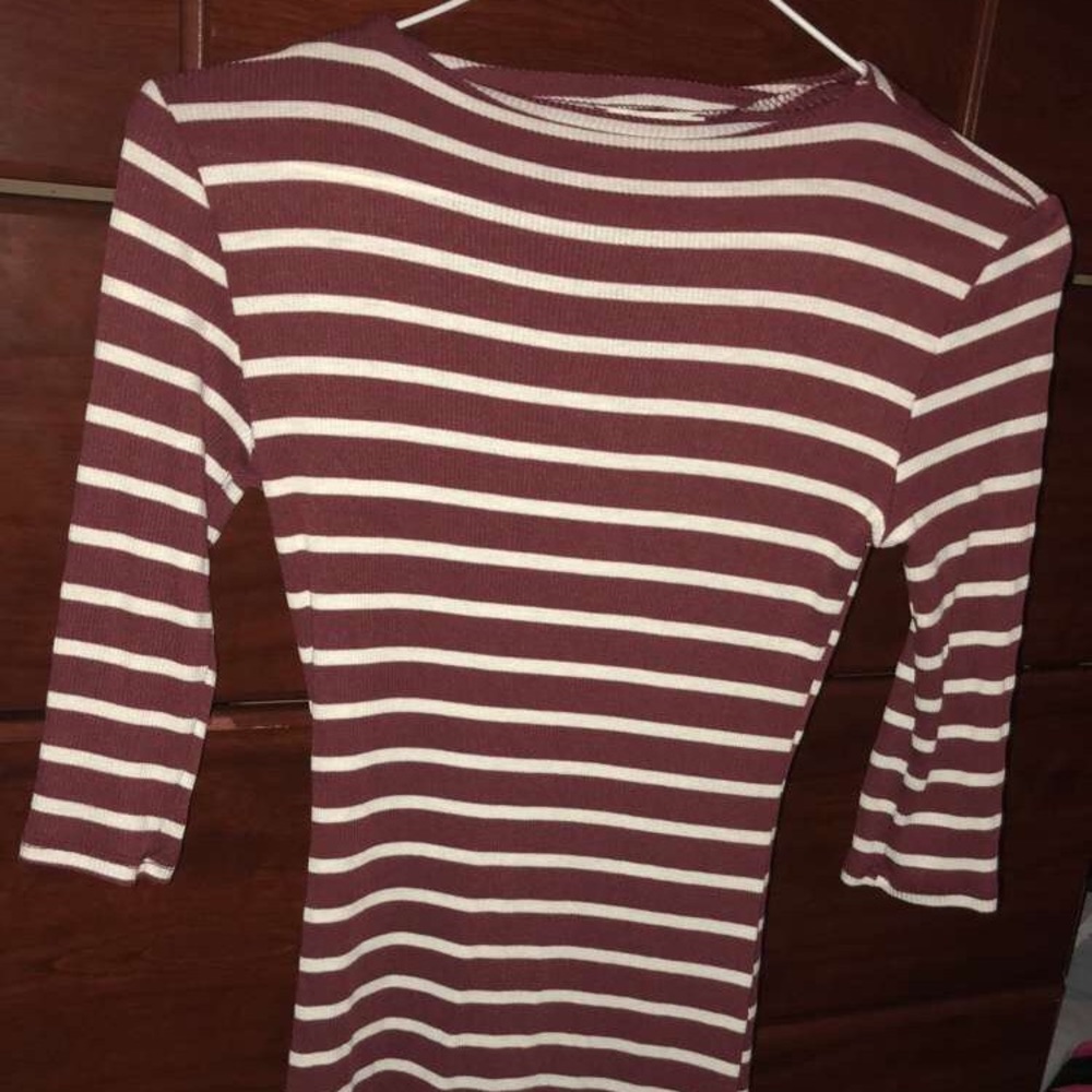 fitted maroon and white dress